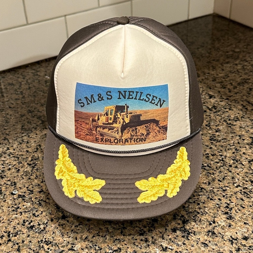 S M & S Neilsen Exploration Vintage Nissin Rope Snapback Hat Mining Dozer Brown